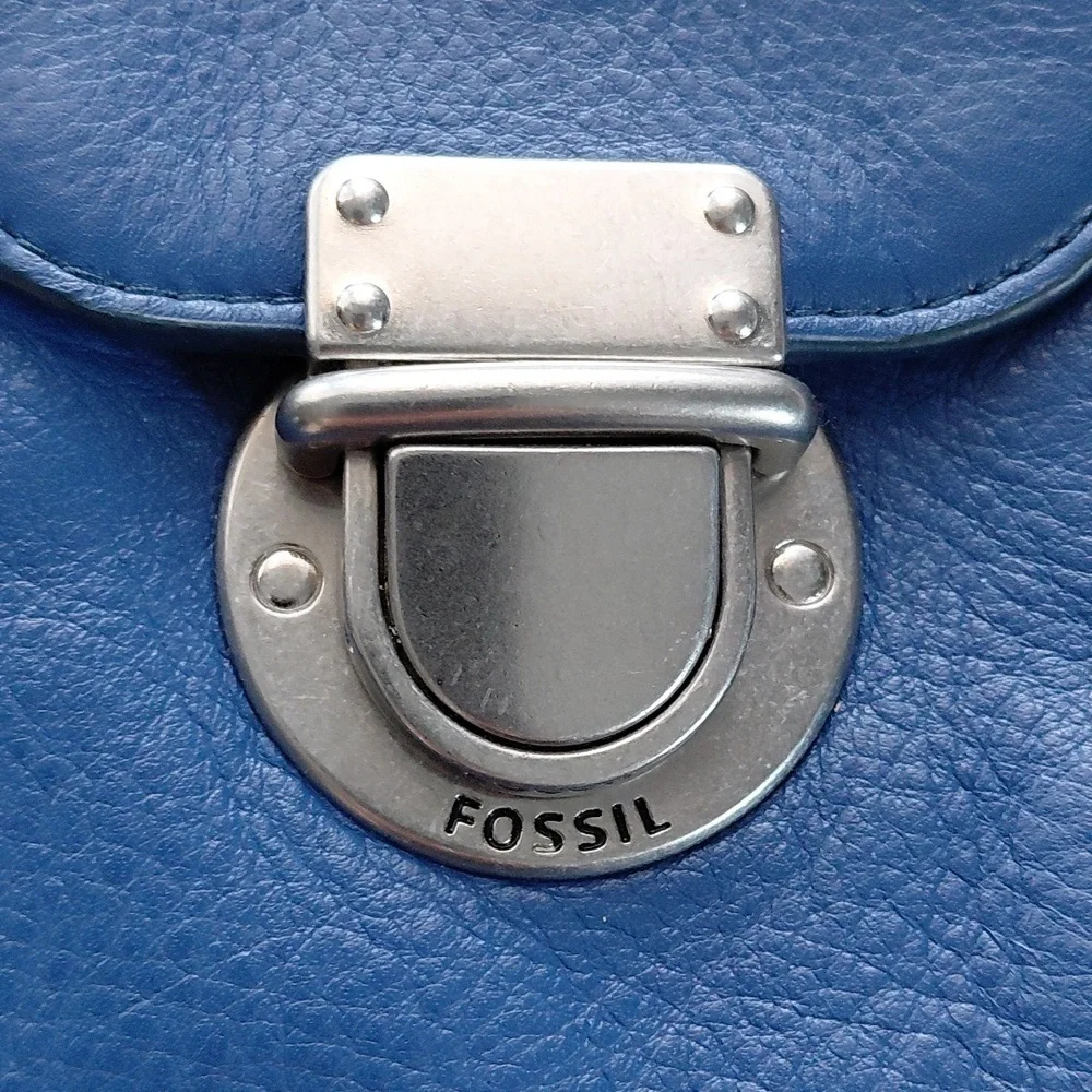 Fossil Navy Leather Crossbody Bag